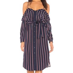 Revolve Navy Stripe Cold Shoulder Dress